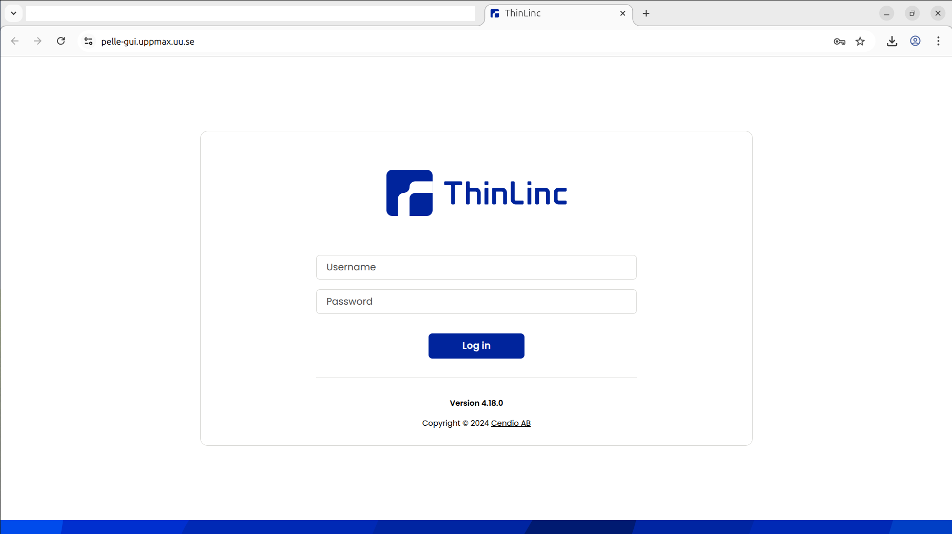 Pelle website login screen