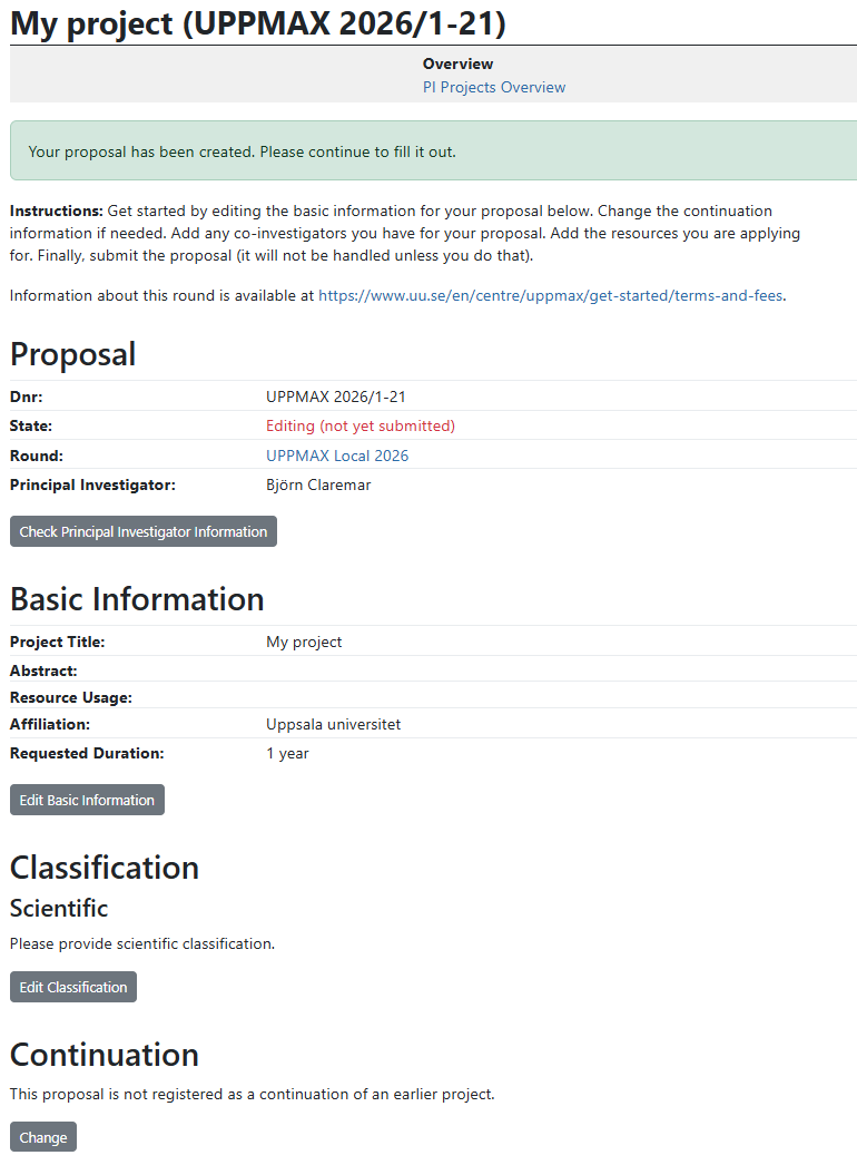 An UPPMAX local compute project