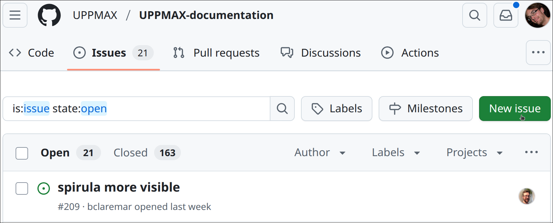 Click on 'Create issue'