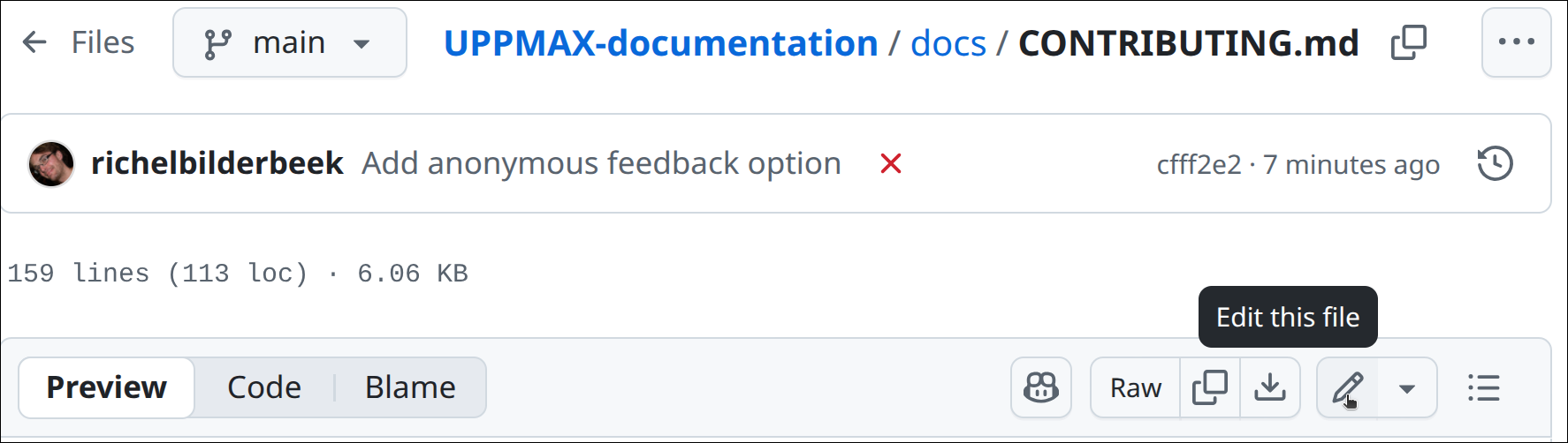 Click 'Edit this file'