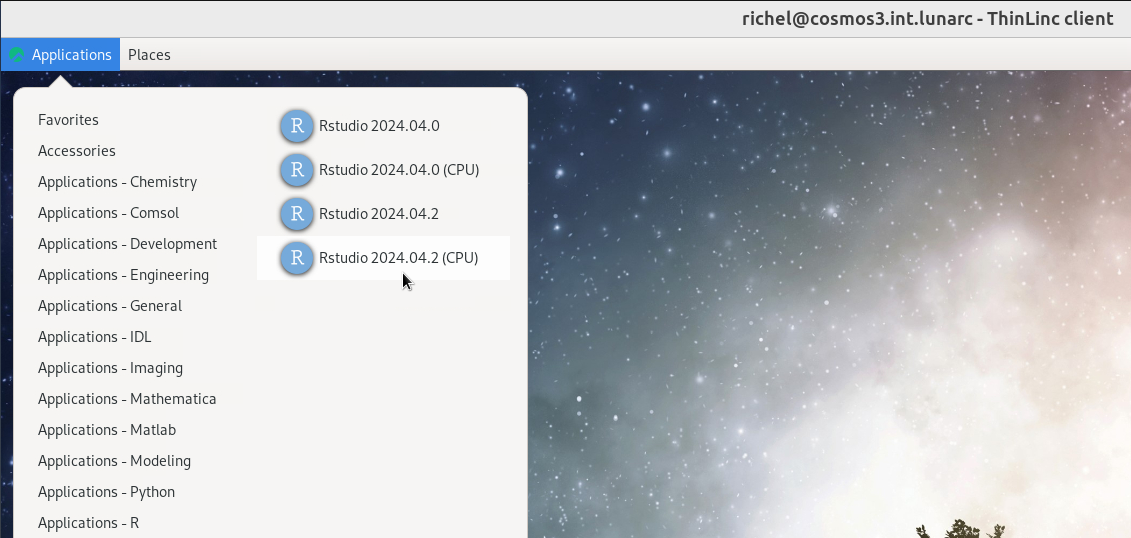 Click 'Applications - R | RStudio 2024.04.2'