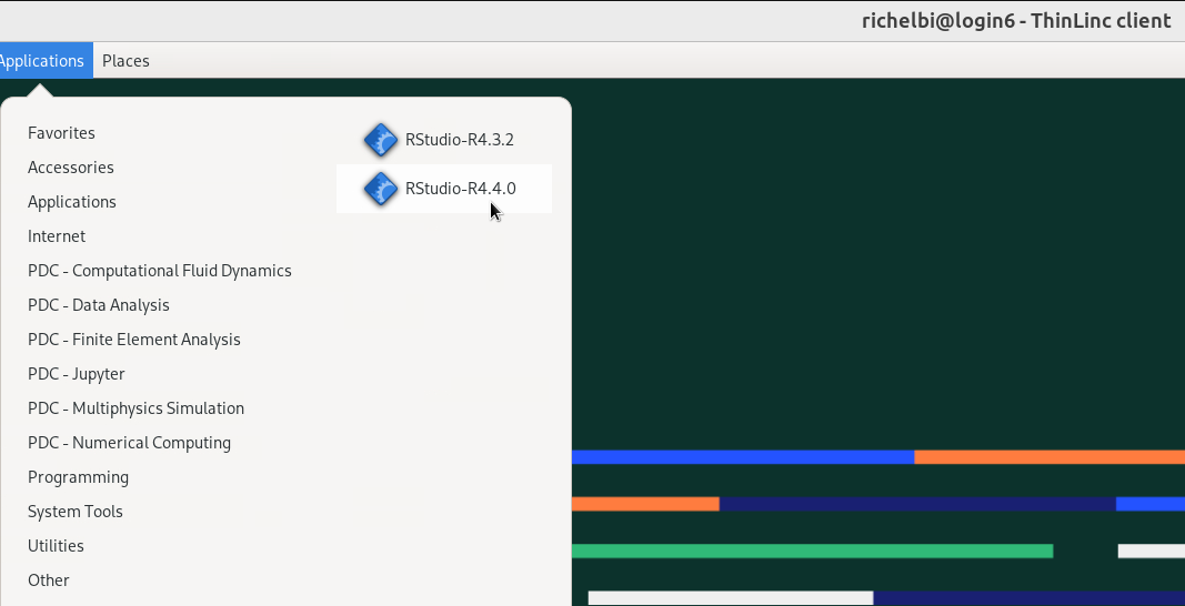Click 'Application | PDC - Data Analysis | RStudio-R4.4.0'