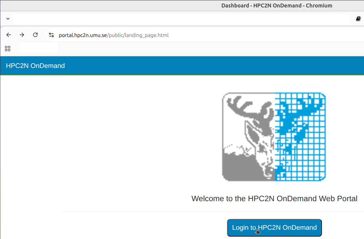 Click 'Login to HPC2N OnDemand'