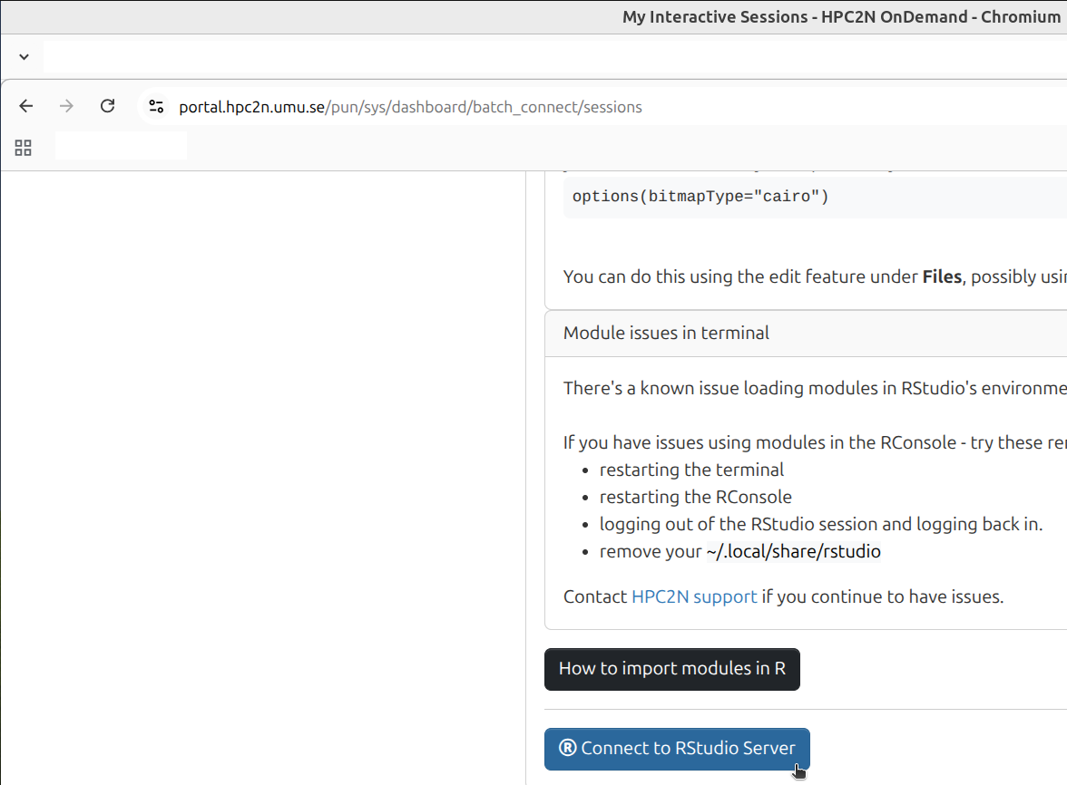 Click 'Connect to RStudio Server'