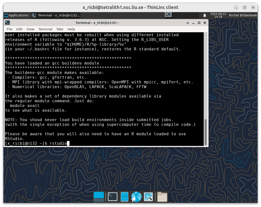 Type rstudio and press enter