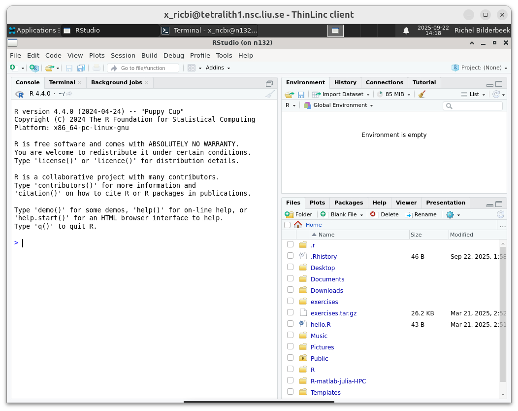 RStudio on Tetralith
