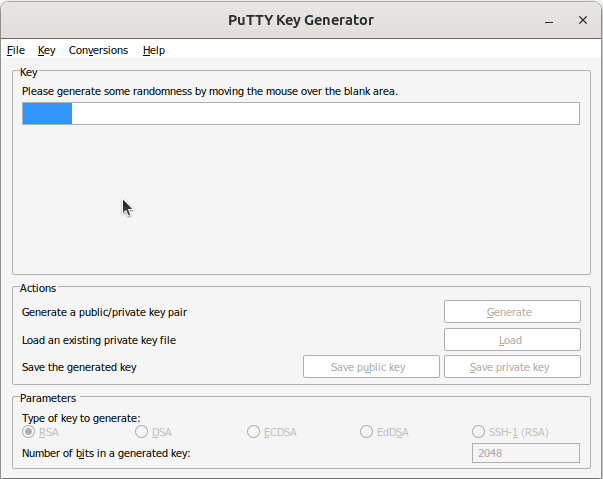 Move the mouse cursor over the puttygen window