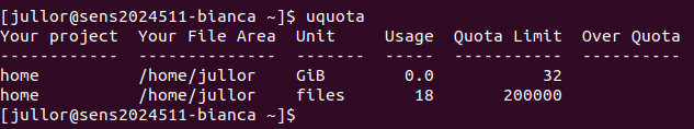 uquota does not show projects